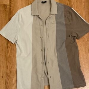 Express Men's Neutral Striped Button Down Shirt